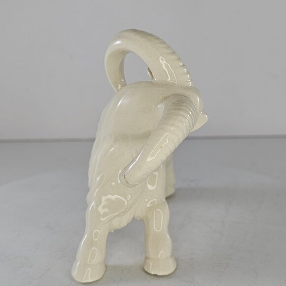 Vintage Ceramic Ram Figurine With Large Curved Horns Japan Goat Ibex Sheep MCM - Picture 3 of 9